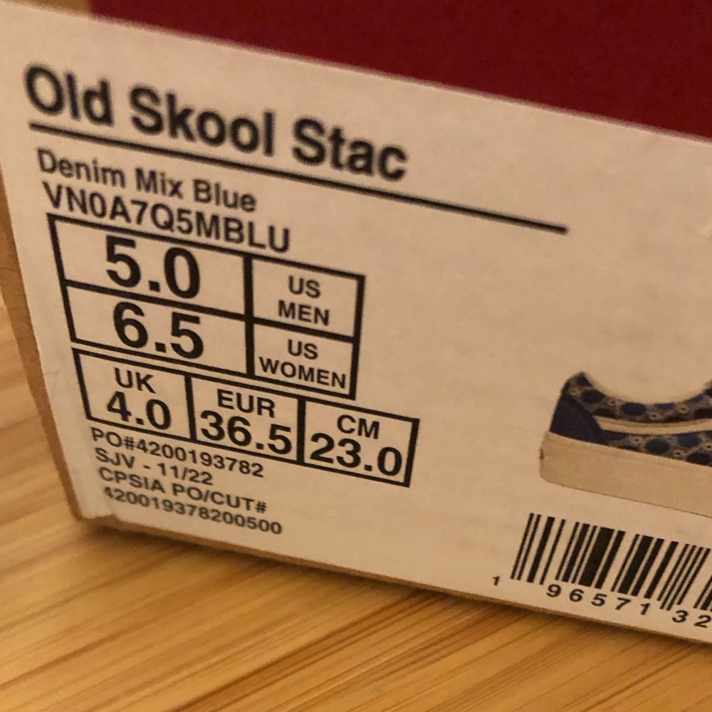 New Vans Old Skool Stacked Denim Mix Blue White Platform Sneakers - Picture 7 of 7